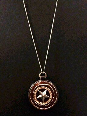 Unique Authentic Texas Star Necklace Silver Leather One-of-a-Kind
